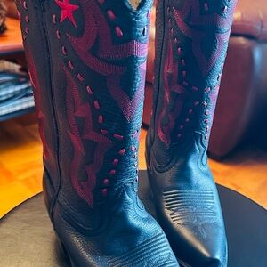 Durango Black and Pink Heeled Boots, mens 6.5/women’s 8.5